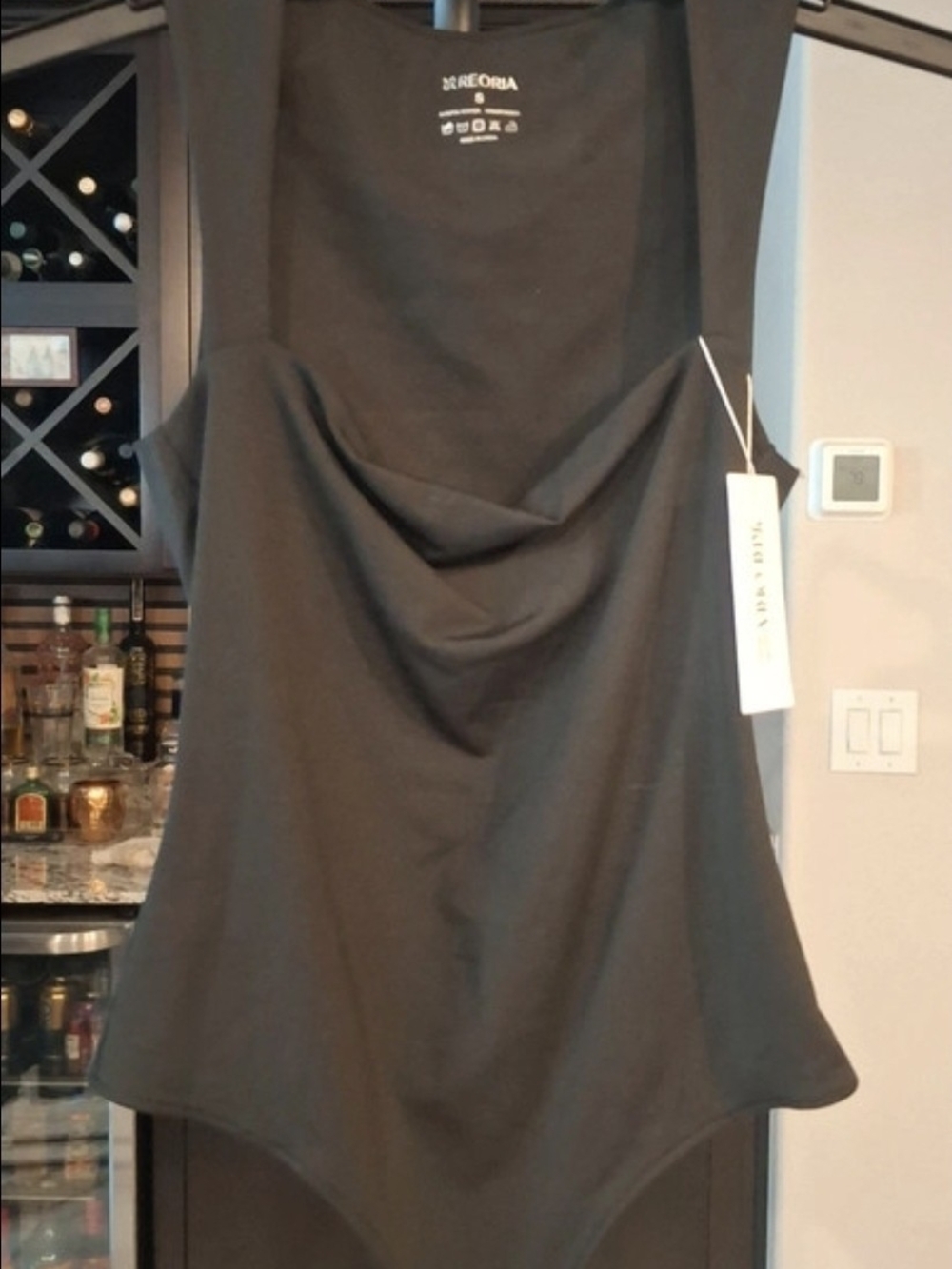 NWT! Women’s Black Reoria Sleeveless Square Neck Thong Bodysuit Size Small